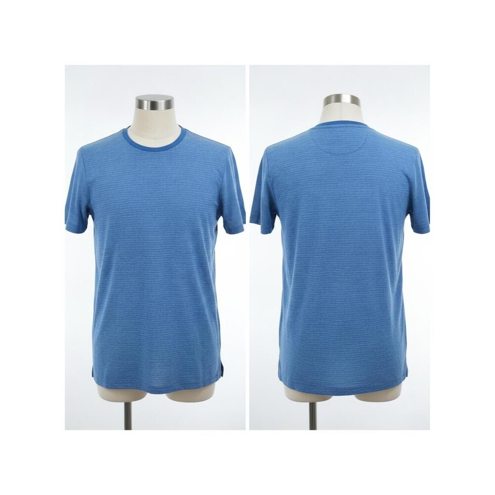 Perry Ellis Striped T-Shirt Casual Short Sleeve Blue Tee Top Men's